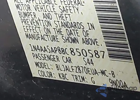 2011 Nissan Maxima 3.5 Sv z USA, uszkodzony, nr VIN 1N4AA5AP8BC850587